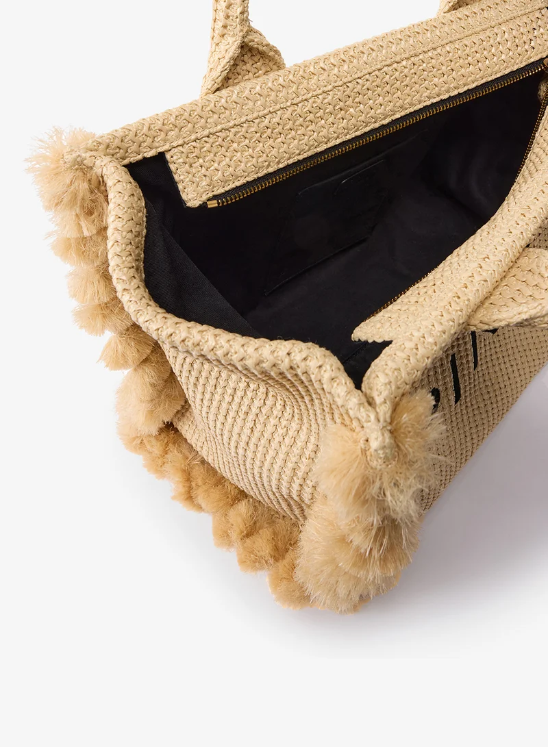 PINKO  Medium Beach tote in raffia and tassels for Women | Best Price UAE